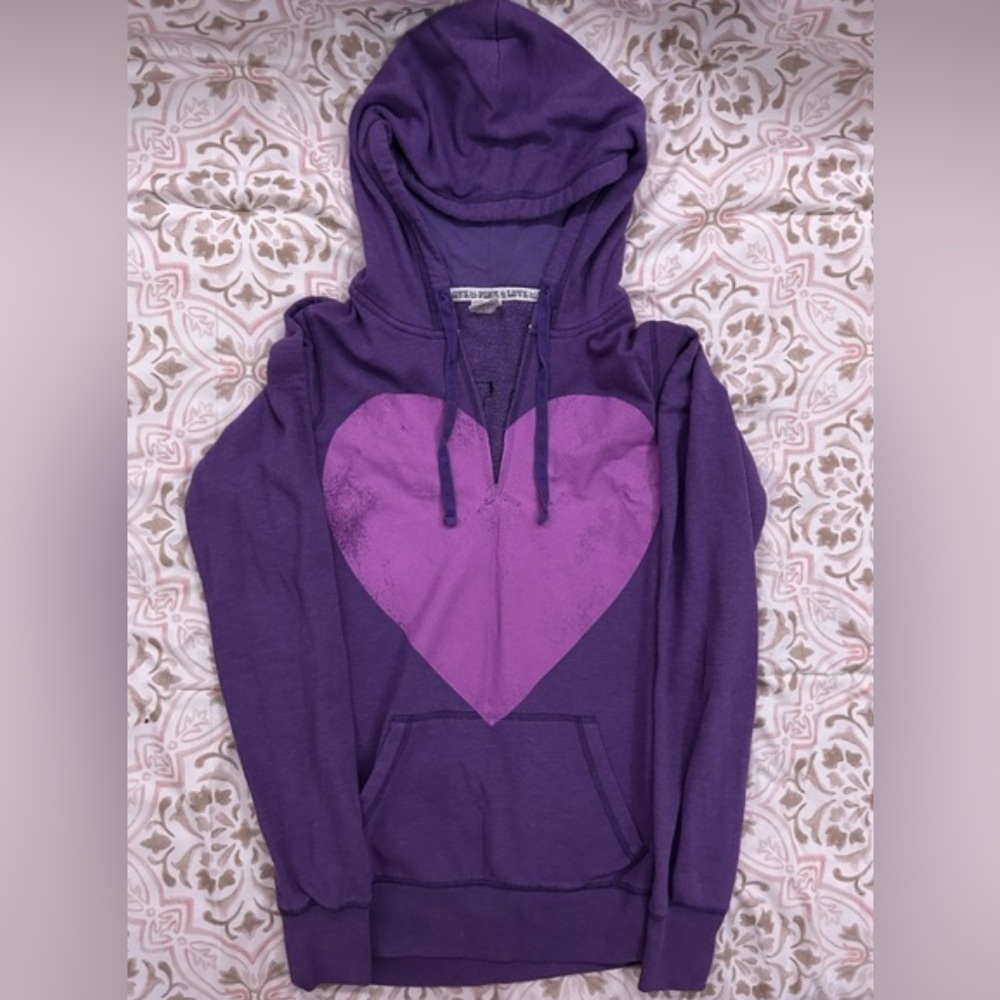 Purple PINK hoodie with heart & rainbow PINK logo